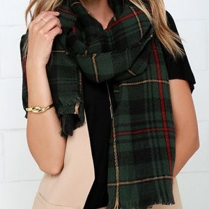 Green Plaid Blanket Scarf